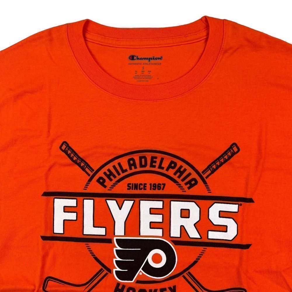 New Champion Men US S, XL Orange T-Shirt NHL Philadelphia Flyers Crewneck Tee  - Picture 5 of 11